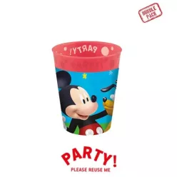   4 Stück wiederverwendbare Partybecher 250 ml MICKEY ROCK THE HOUSE
