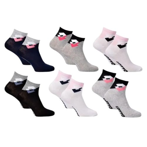 Lotto Baumwoll Damen Kurzsocken - 3 Paar/Packung - weiß-schwarz-grau - 36-41