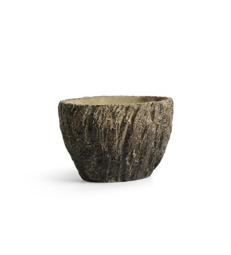 BLUMENKASTEN OVAL HOLZSTAMM GELB/GRÜN 25*17