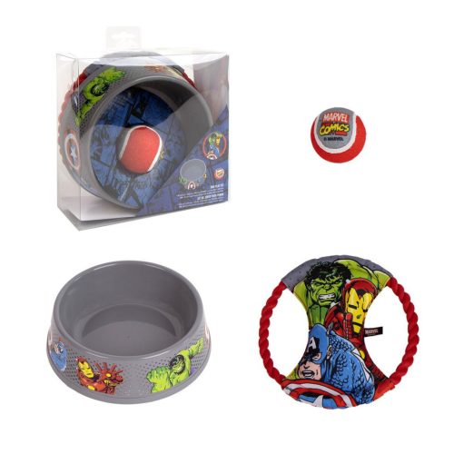 Marvel Hundespielzeug-Set, Futternapf + Tennisball + Frisbee