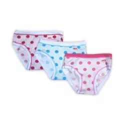   Baumwollmädchenunterhose - Baumwolljersey - 3er-Pack - gepunktet - rosa-pink-hellblau - 122