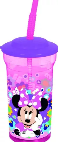 Szívószálas műanyag pohár BPA mentes - Minnie egér - 300ML