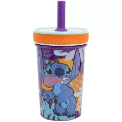   Stitch felboríthatatlan csúszásgátlós műanyag pohár szívószállal - 370ML
