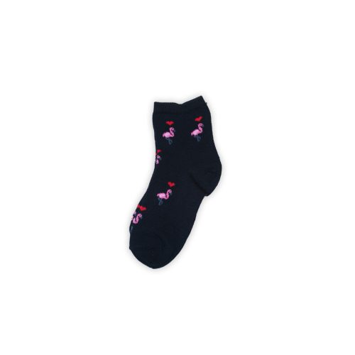 Mädchen Feinstrick Baumwollsocken - Flamingo - dunkelblau - 27-30