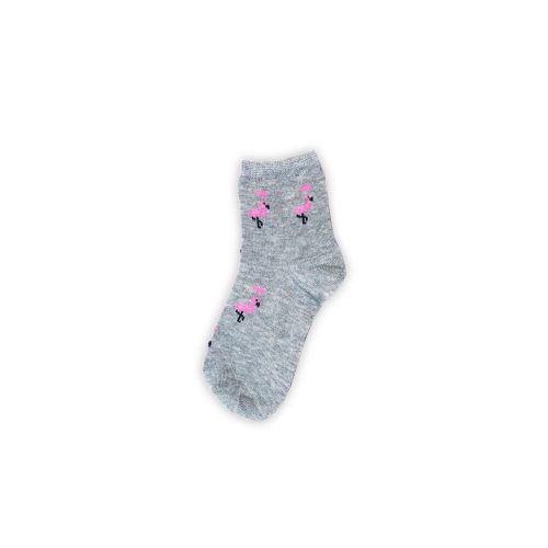 Mädchen Feinstrick Baumwollsocken - Flamingo - grau - 22-26