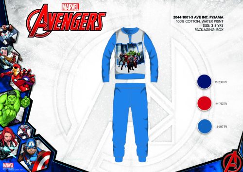 Winter Baumwoll-Interlock-Kinderpyjama - Avengers - mittelblau - 98