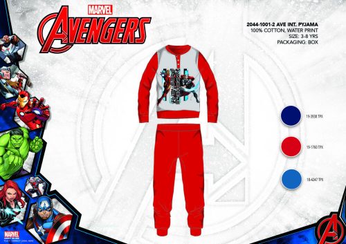 Winter Baumwoll-Interlock-Kinderpyjama - Avengers - rot - 122