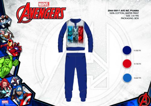 Winter Baumwoll-Interlock-Kinderpyjama - Avengers - dunkelblau - 98