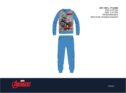 Avengers Kinderpyjama - Jersey Baumwollpyjama - Hellblau - 110