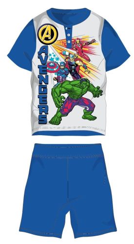Avengers Sommer-Kurzarm-Kinderpyjama - Baumwoll-Jersey-Pyjama - Mittelblau - 98