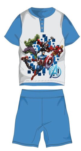 Avengers Sommer-Kurzarm-Kinderpyjama - Baumwoll-Jersey-Pyjama - Hellblau - 110