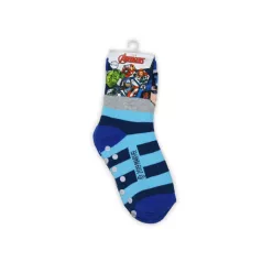   Rutschfeste Kinder-Knöchelsocken - Avengers - Plüsch - grau-blau - 31-34