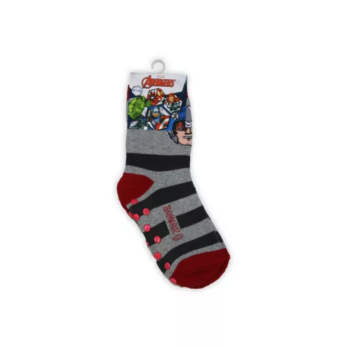 Rutschfeste Kindersocken - Avengers - Vollplüsch - Grau-Rot - 31-34