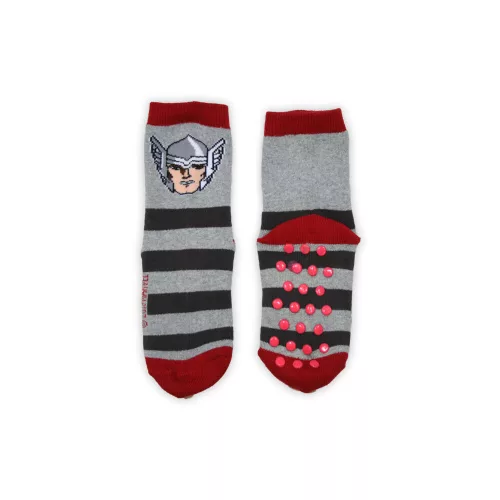 Rutschfeste Kindersocken - Avengers - Vollplüsch - Grau-Rot - 31-34