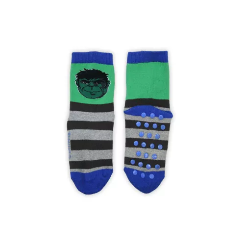 Rutschfeste Kindersocken - Avengers - Vollplüsch - Grün-Grau - 27-30