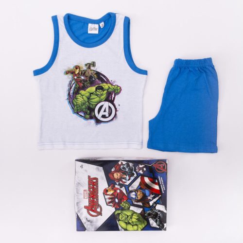 Ärmelloser Baumwoll-Kinderpyjama - Avengers - mittelblau - 122