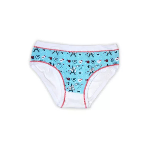 Baumwollmädchenunterhose - Baumwolljersey - bedruckt - weiß-hellblau - 116