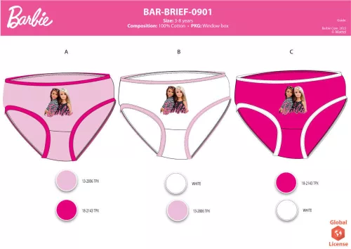 Barbie Mädchenunterhosen - 3-teiliges Baumwollunterhosen-Set