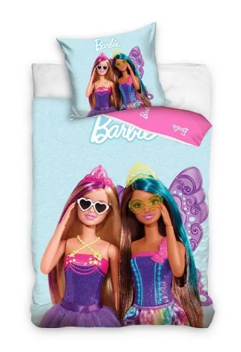 BARBIE Schmetterling Bettwäsche-Set 100% Baumwolle 140x200 + 65x65