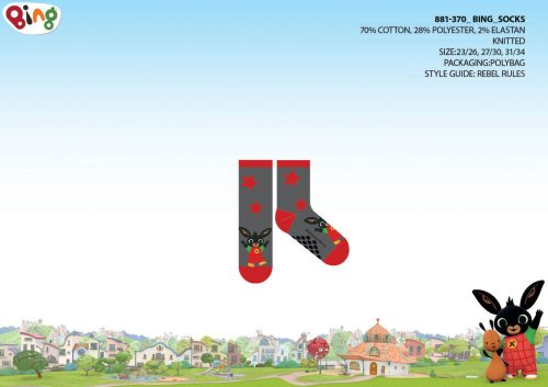 Bing Häschen rutschfeste Plüschknöchelsocken für Kinder - grau-rot - 27-30