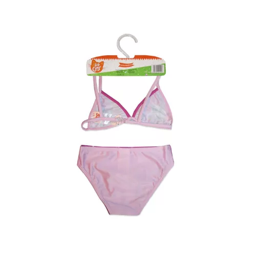 44 Verspielter Katzendruck Bikini für Mädchen - mit Dreieck-Oberteil - Hellrosa - 116