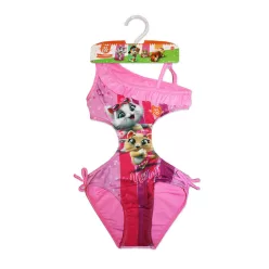   44 Verspielter Katzendruck Trikini für Mädchen - Rosa - 110