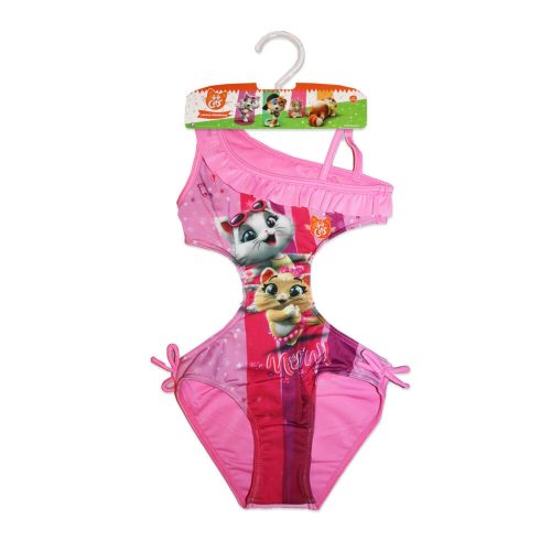 44 Verspielter Katzendruck Trikini für Mädchen - Rosa - 98