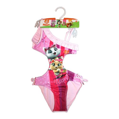 44 Verspielter Katzendruck Trikini für Mädchen - Hellrosa - 110