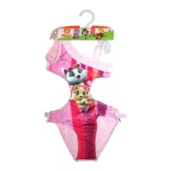   44 Verspielter Katzendruck Trikini für Mädchen - Hellrosa - 116