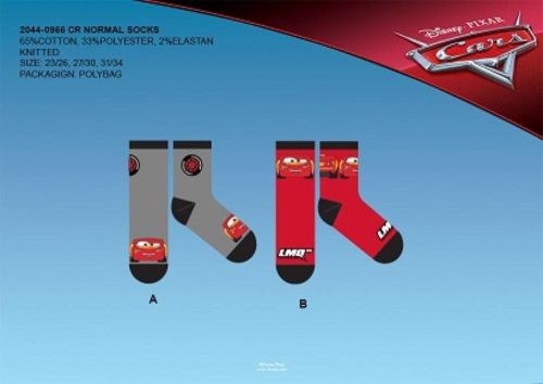 Kinder Baumwollsocken - 4 Paar - Disney Cars - grau-rot - 27-30
