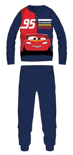 Disney Cars Winter-Baumwollkinderpyjama - Interlock-Pyjama - mit dem legendären Lightning McQueen Aufdruck - dunkelblau - 116