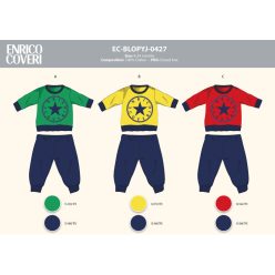   Enrico Coveri lange schmale Baby-Pyjama - 100% Baumwoll-Pyjama - Rot-Dunkelblau - 74