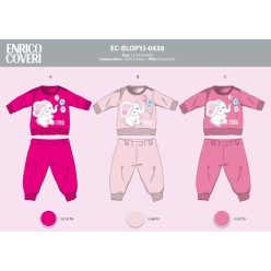   Enrico Coveri lange schmale Baby-Pyjama - 100% Baumwoll-Pyjama - Elefantenmuster - Hellrosa - 92