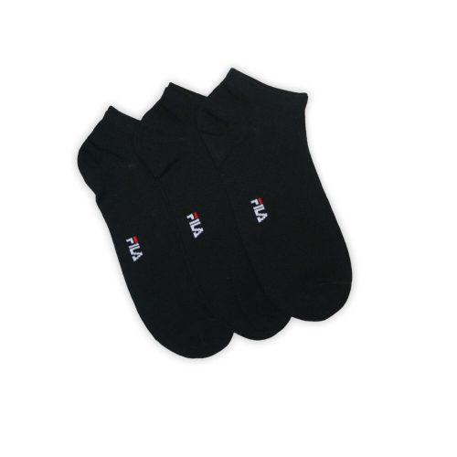 Fila Unisex merzerisierte Sneakersocken - 3 Paar/Packung - Baumwoll-Sneakersocken - Schwarz - 39-42