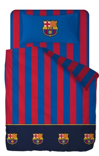 FC BARCELONA Bettwäsche-Set 100% Baumwolle, Bettdecke 180x270 + Spannbettlaken 105x200+28 + Kissenbezug 45x125
