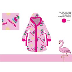   Flamingo Mikrofaser Kapuzenbademantel für Kinder - hellrosa - 110-116