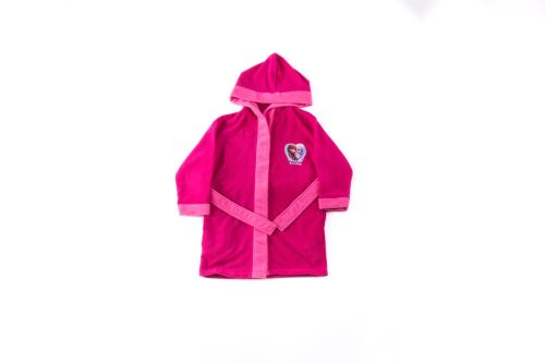 Kinderbademantel - Mikrofaser mit Kapuze - Die Eiskönigin - 110-116 - pink