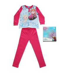   Langer dünner Baumwollkinderpyjama - Die Eiskönigin - mit Anna und Elsa Muster Jersey - pink - 140