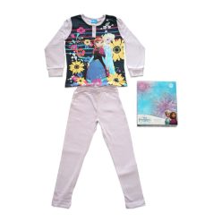   Langer dünner Baumwollkinderpyjama - Die Eiskönigin - gestreift - Jersey - lavendel - 128