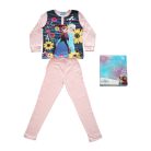 Langer dünner Baumwoll-Kinderpyjama - Eiskönigin - gestreift - Jersey - hellrosa - 134