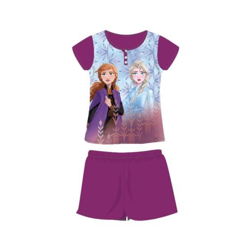 Sommer-Kurzarm-Kinder-Baumwollpyjama - Disney Die Eiskönigin - Anna und Elsa - dunkellila - 128