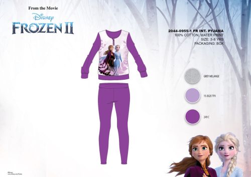 Winter Baumwoll-Interlock-Kinderpyjama - Disney Frozen - dunkellila - 98