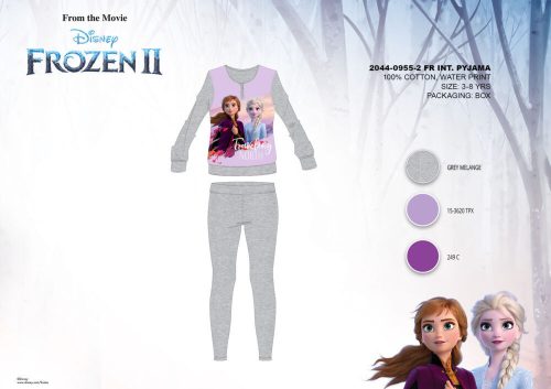 Winter Baumwoll-Interlock-Kinderpyjama - Disney Frozen - grau - 98