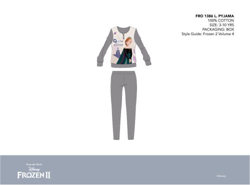 Disney Frozen Thin Cotton Children's Pyjama - Jersey Pyjama - Dark Gray - 122