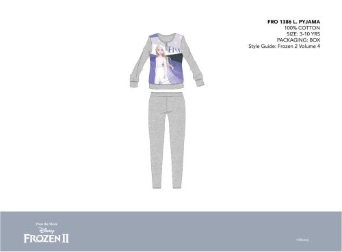 Disney Frozen Thin Cotton Children's Pyjama - Jersey Pyjama - Light Gray - 110