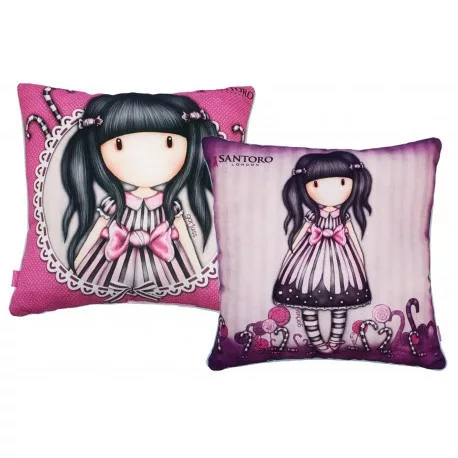 Gorjuss Kissen, Dekokissen - 40x40 cm - lila-rosa