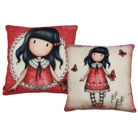 Gorjuss Kissen, Dekokissen - 40x40 cm - beige-rot