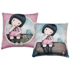 Gorjuss Kissen, Dekokissen - 40x40 cm - hellblau-rosa