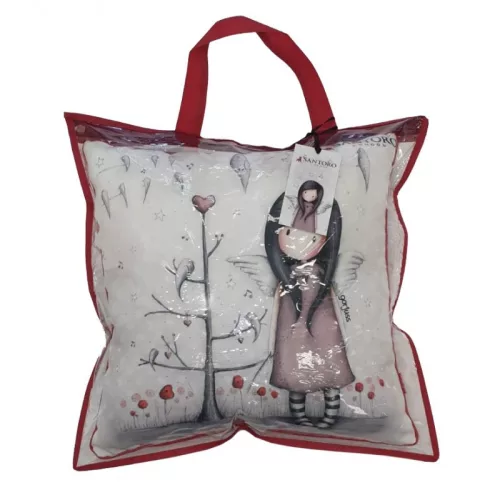 Gorjuss Kissen, Dekokissen - 40x40 cm - weiß-rot