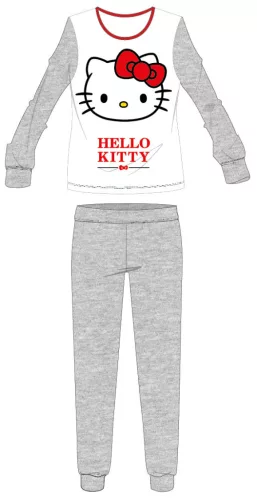 Hello Kitty Damen dünnes Baumwollpyjama - Jersey-Pyjama - Hellgrau - L